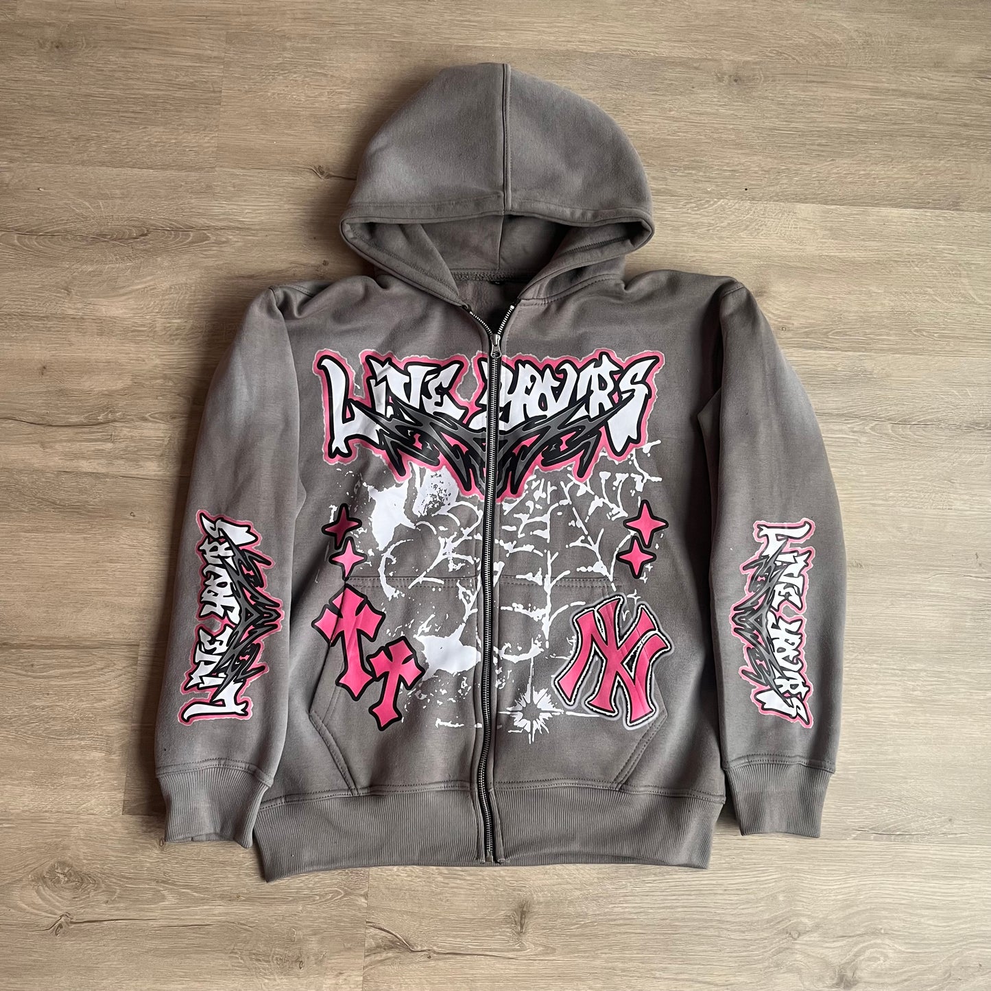 Liveyours Grey/pink wash dye zip up