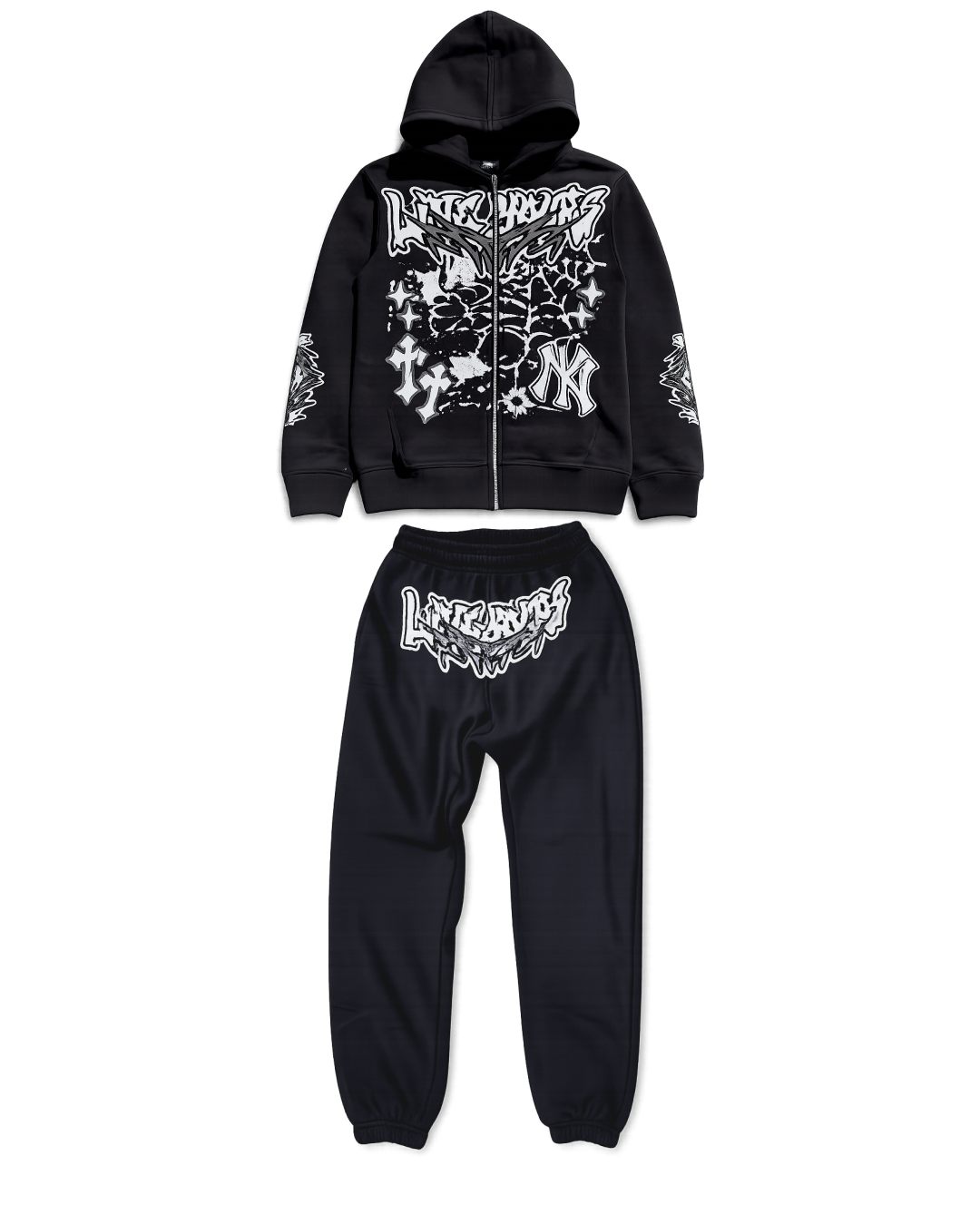 LIVEYOURS BLACK ZIPUP SET